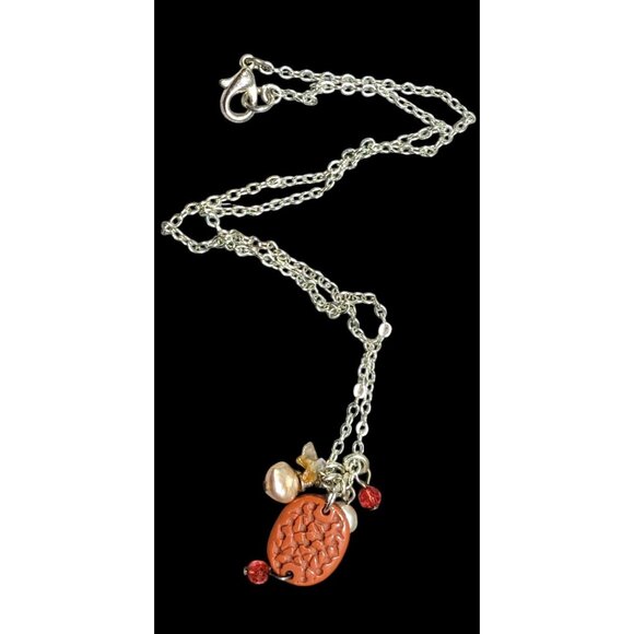 Nature Inspired Pink And Red Cluster Charm Pendant Necklace - Picture 1 of 6
